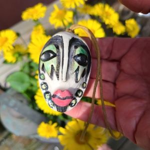 Mini Ceramic Mask Pendant